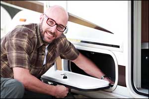 happy man with his van