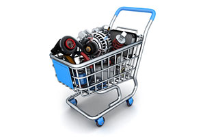 car parts in cart